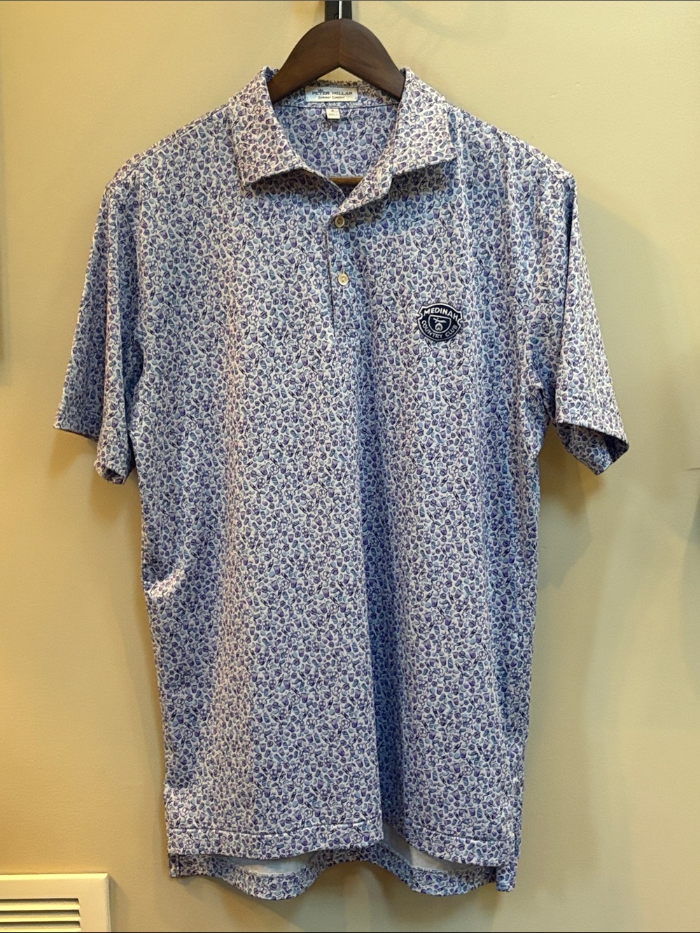 Medinah Country Club Men's Blue Floral Polo Shirt